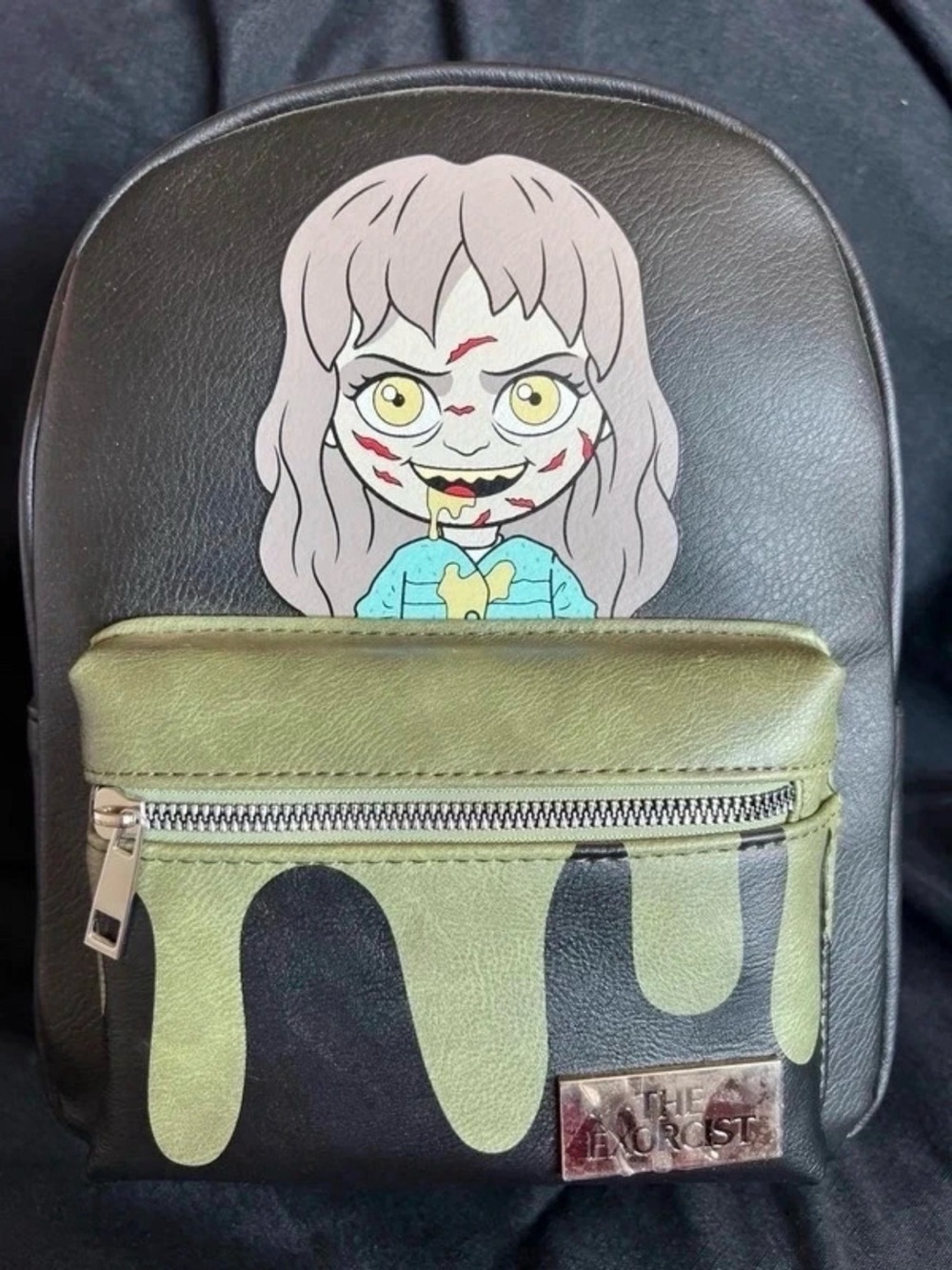 Black & Olive Green Horror Character Mini Backpack